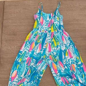 Lilly Pulitzer Vibrant Blue and Pink Kids Jumpsuit